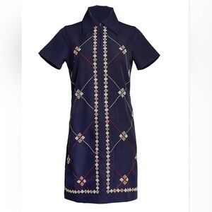 Frances Valentine Mabel Beaded Zip Front Mini Dress Navymulti 3X